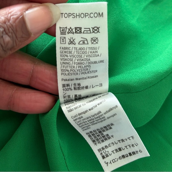 TOPSHOP Dress Mini Green Slip Spaghetti Strap V Neck Womens 8 Minimalist 90s - Picture 8 of 8